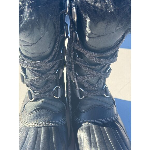 Girl’s Sorel Waterproof Faux Fur Winter Boots Size 4 Black - Picture 8 of 12